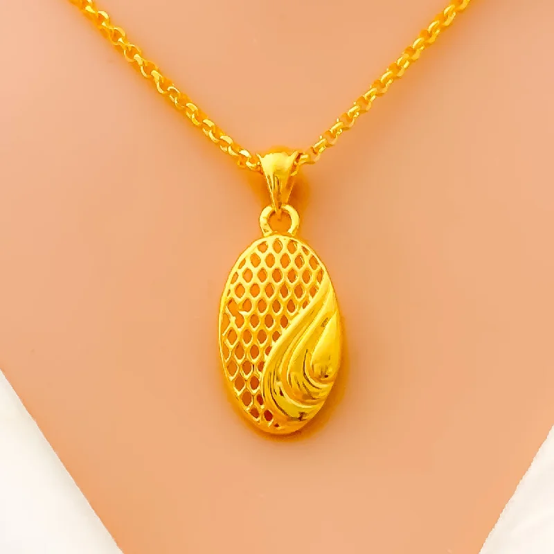 minimalist necklaces for women-Dressy Oval 22k Gold Necklace