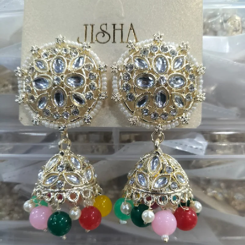 small hoop earrings for women-Manisha Jewellery Gold Plated Austrain Stone  Jhumki Earrings