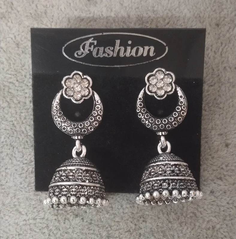 custom earrings for women-Tahura Oxidised Plated Jhumki Earrings