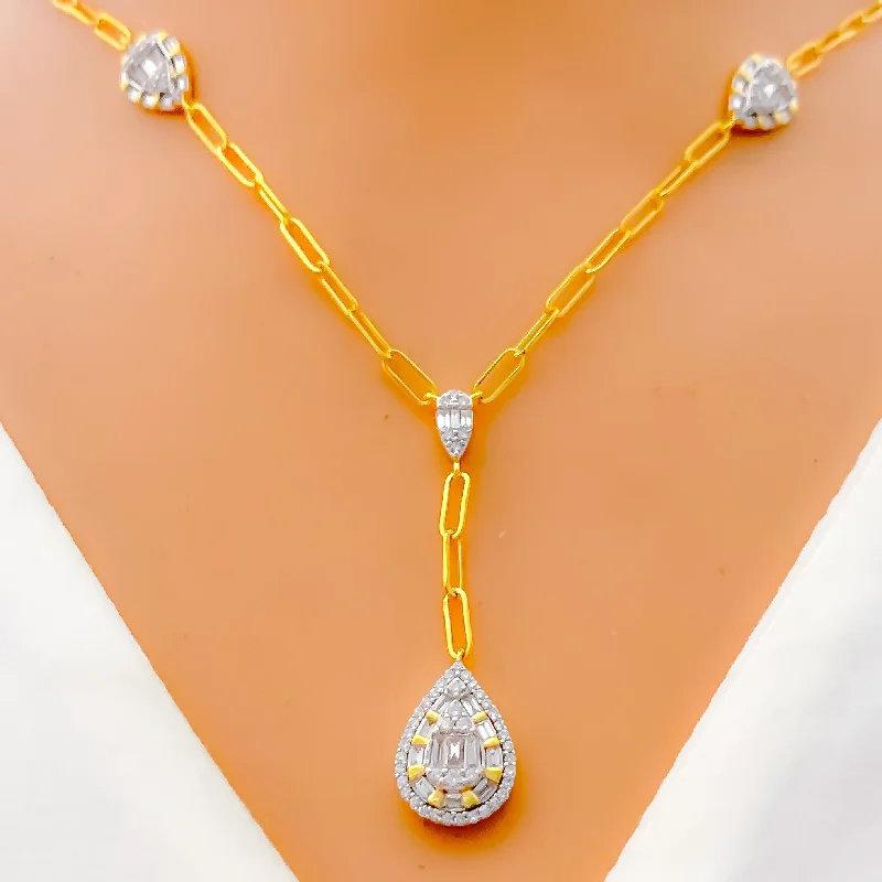 gift necklaces for women-Radiant Interlinked Diamond + 18k Gold Necklace