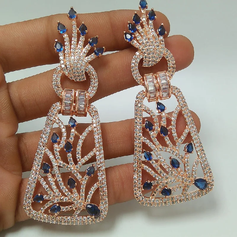 diamond drop earrings for women-Manisha Jewellery Rose Gold Plated AD Dangler Earrings