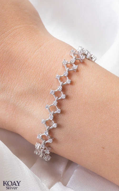 trendy bracelets for women-Double Zircon Bracelet (010)