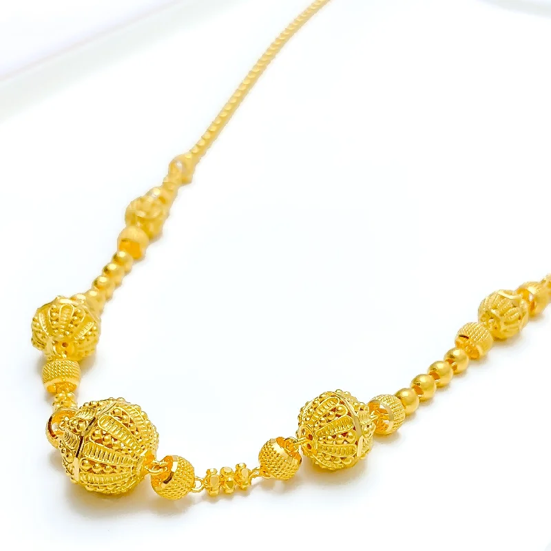 leather necklaces for women-Magnificent Bead Orb 22k Gold Long Necklace - 28"