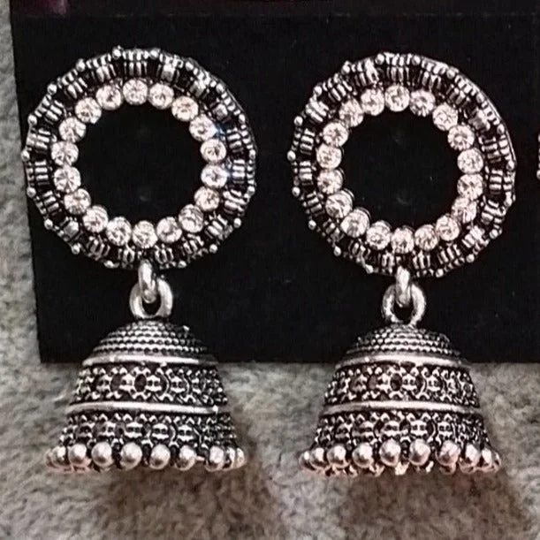 bridal jewelry earrings for women-Tahura Oxidised Plated Jhumki Earrings