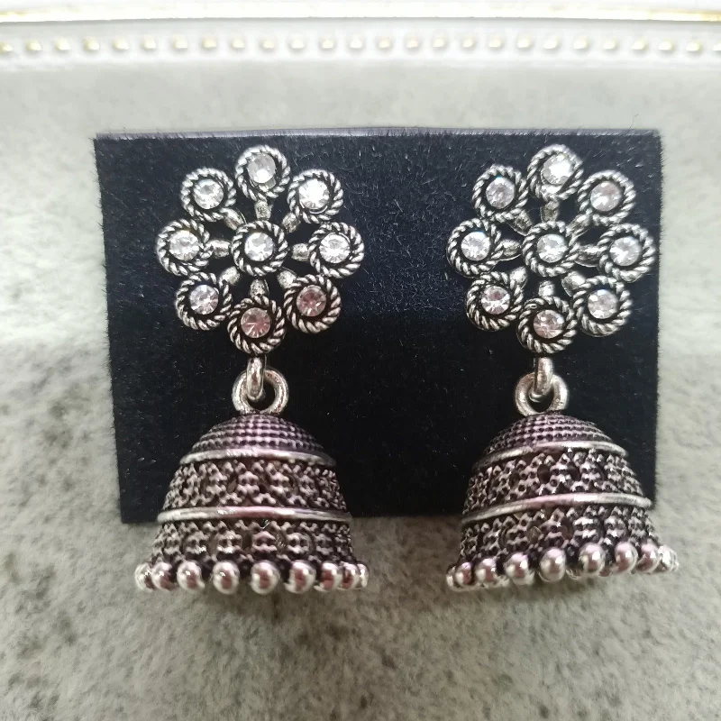 bridal earrings for women-Tahura Oxidised Plated Jhumki Earrings