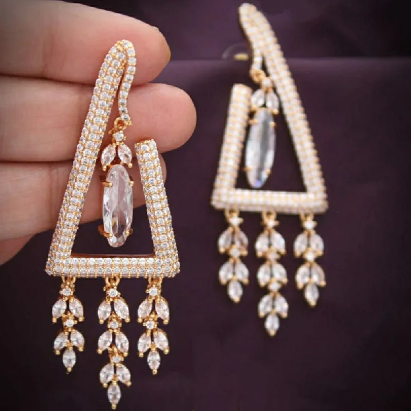 gemstone hoop earrings for women-Pooja Bangles Rose Gold Plated Dangler Earrings