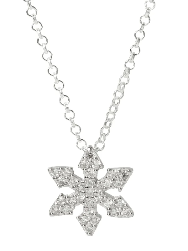 elegant wedding necklaces for women-Snowflake Arrows CZ Necklace