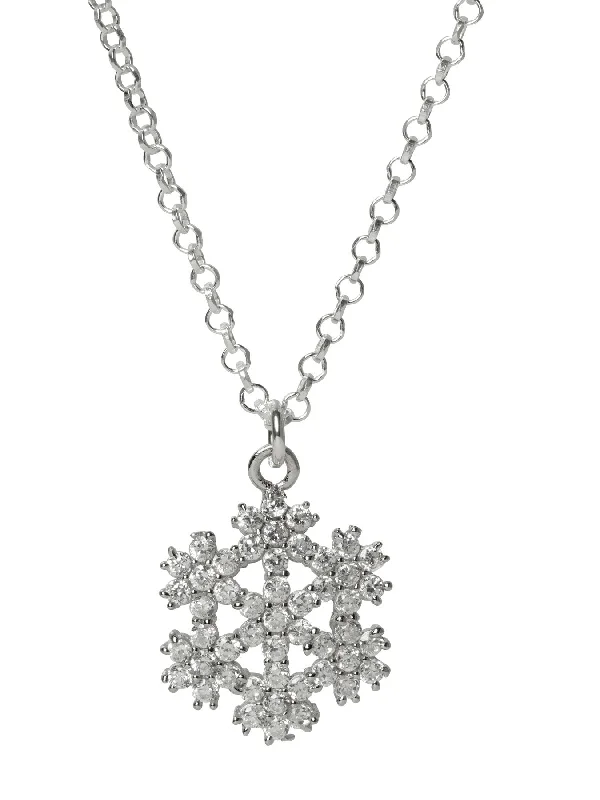 dainty gold necklaces for women-Snowflake Flower CZ Necklace