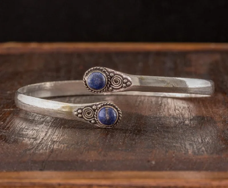 elegant bangles for women-Lapis Temple Arm Cuff