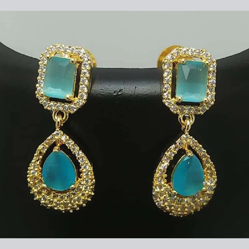 luxurious earrings for women-Pooja Bangles Gold Plated AD Stone Dangler Earrings