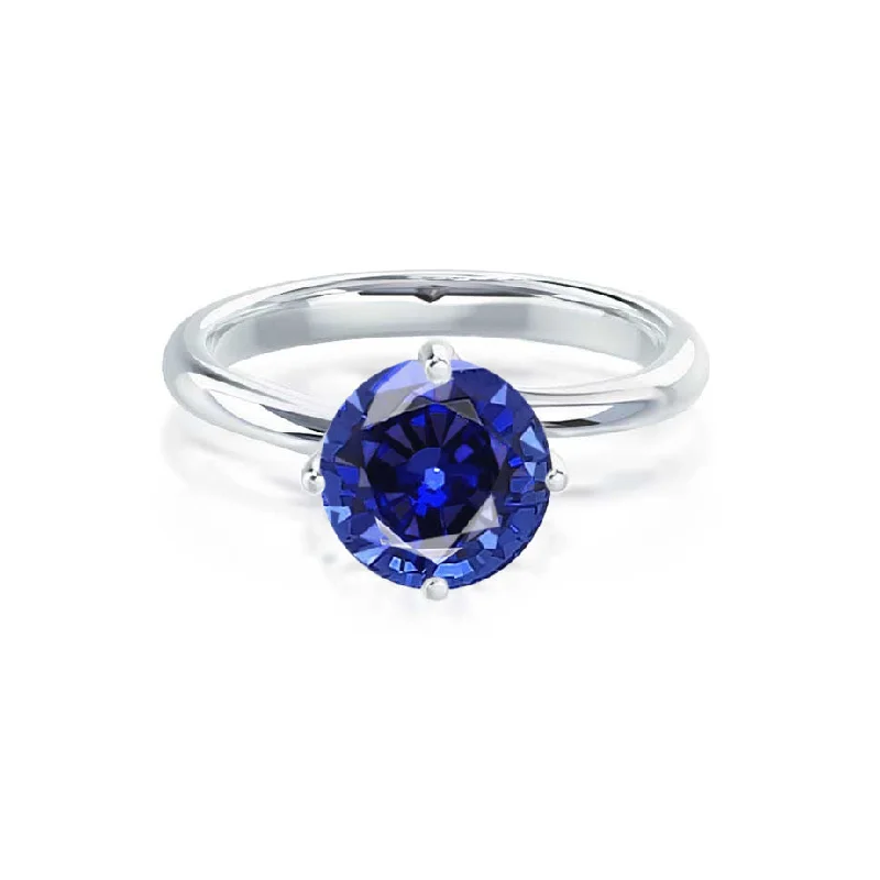 ANNORA - Chatham® Blue Sapphire 950 Platinum Twist Solitaire Ring