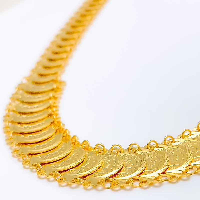 classic silver necklaces for women-Ethereal Interlinked Coin 22k Gold Necklace