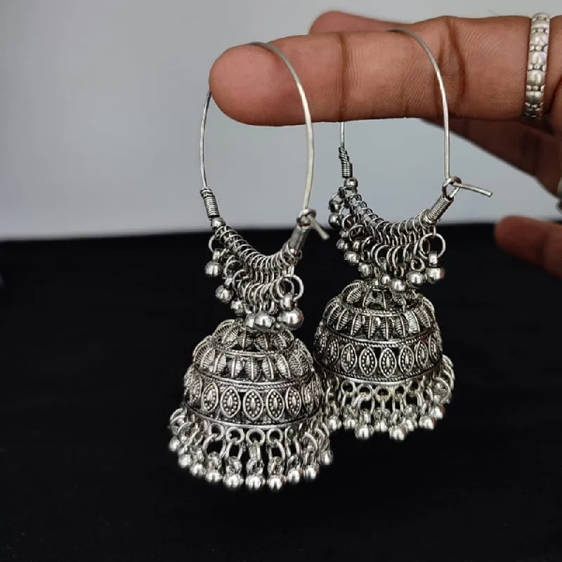 large hoop earrings for women-Lucentarts Jewellery Silver Plated Jhumki Earings