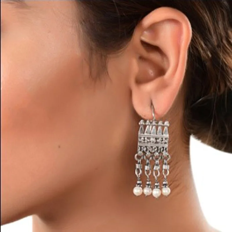 luxury fashion earrings for women-Silver Mountain 925 Sterling Silver Dangler Earrings