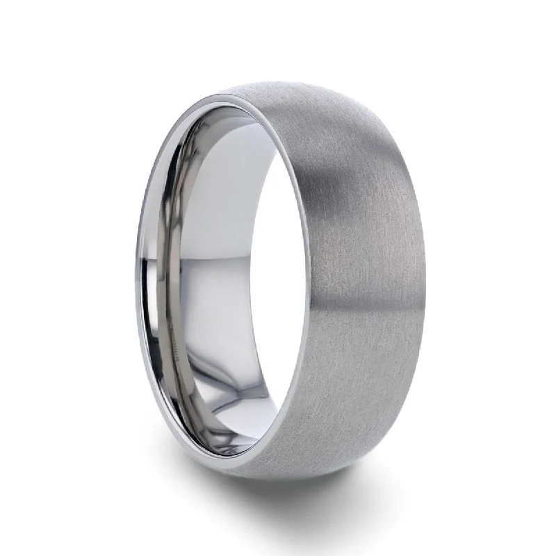 heart-shaped engagement rings for women-ERIS | Titanium Ring Brushed Finish Domed