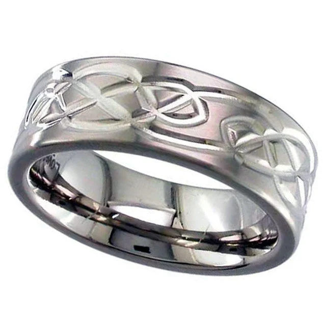 diamond solitaire rings for women-Titanium Celtic Knot Wedding Ring  2262