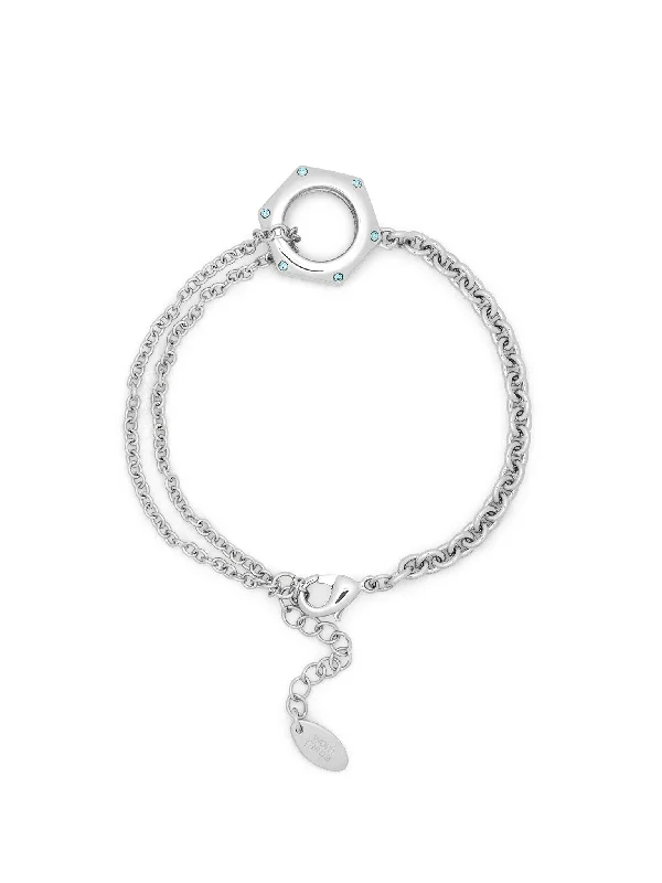 boho chic bracelets for women-Balance Hex Nut Bracelet - Silver