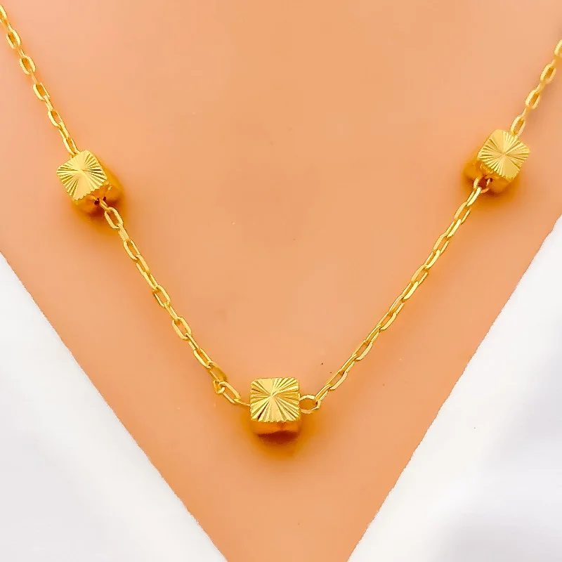 infinity necklaces for women-Glossy Bold Square Block 22k Gold Necklace