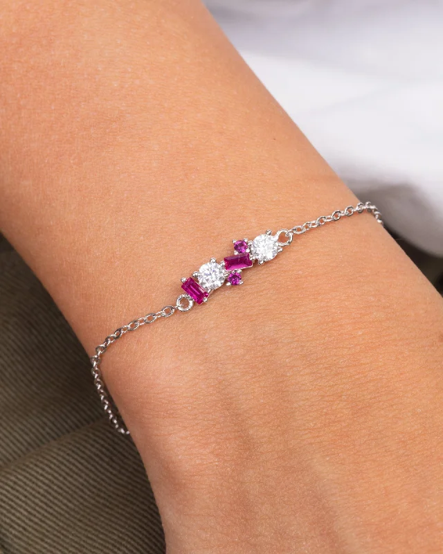 crystal bangles for women-Zircon Pink And Purple Bracelet (01)