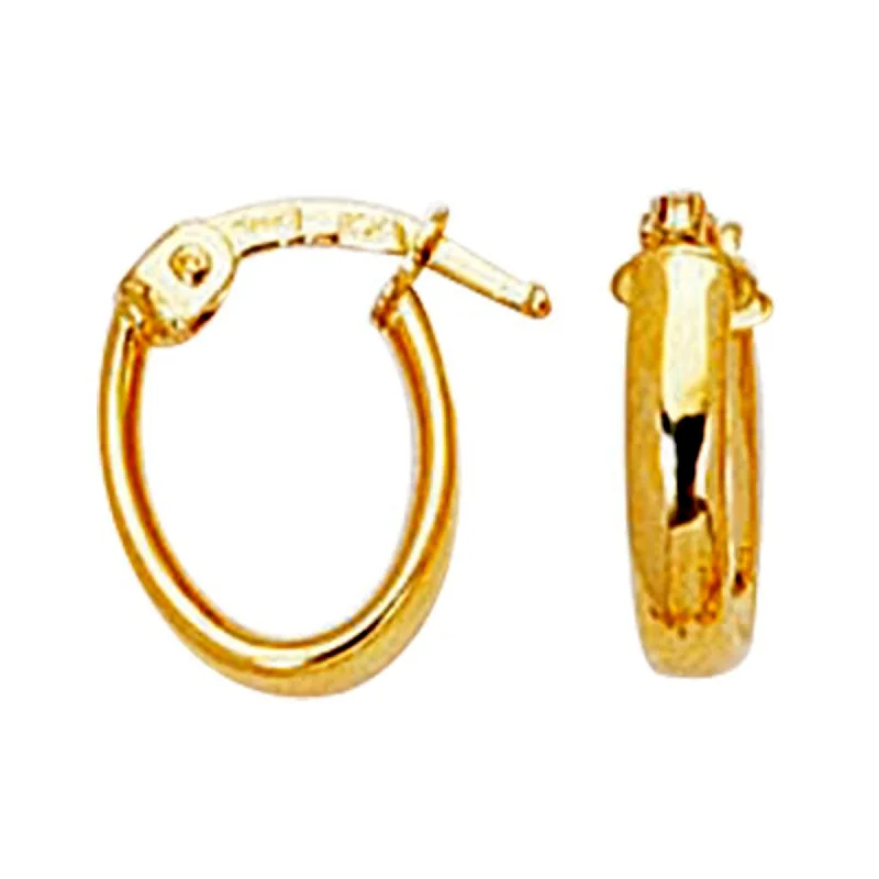 teardrop earrings for women-14k Gold Oval Hoop Earrings, Diameter 12mm