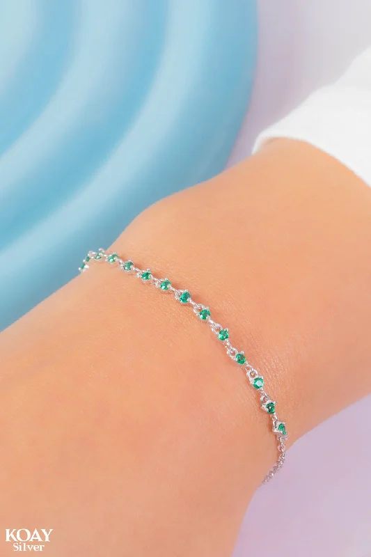 gemstone bangles with diamonds for women-Zircons Bracelet (010-Green)