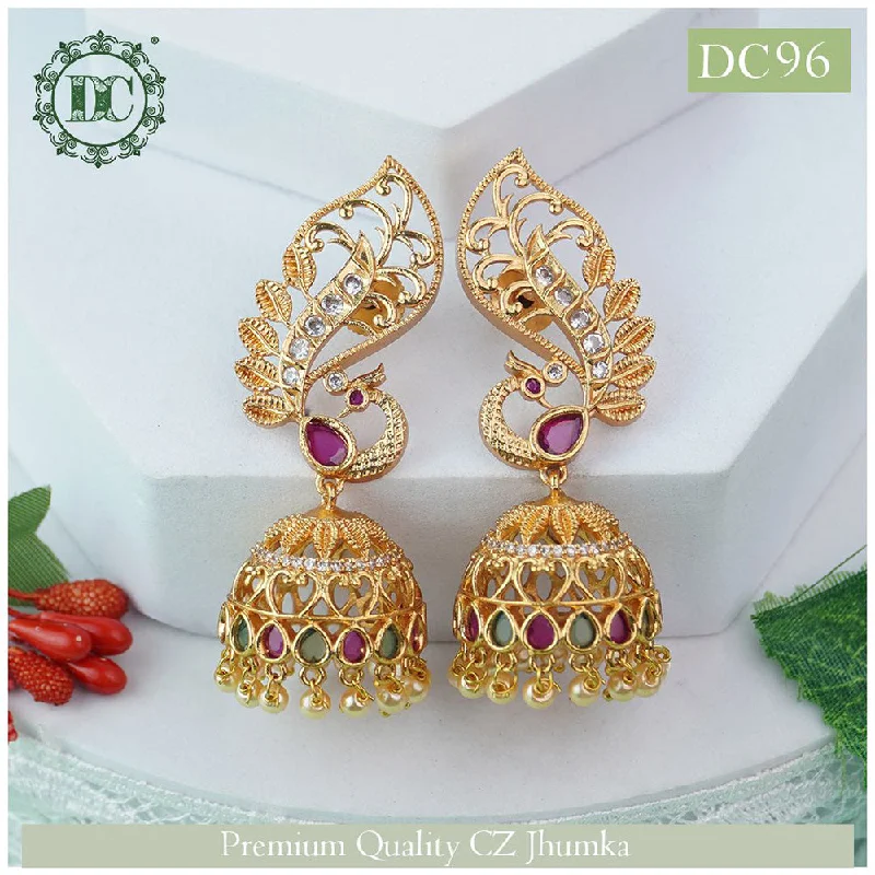 gemstone drop earrings for women-Diksha Collection Gold Plated Pota Stone Jhumki Earrings