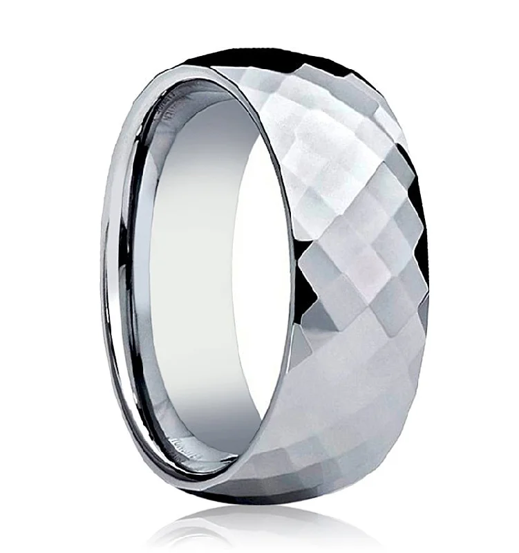 trendy engagement rings for women-SCOTTSDALE | Tungsten Ring, Diamond Faceted, Domed