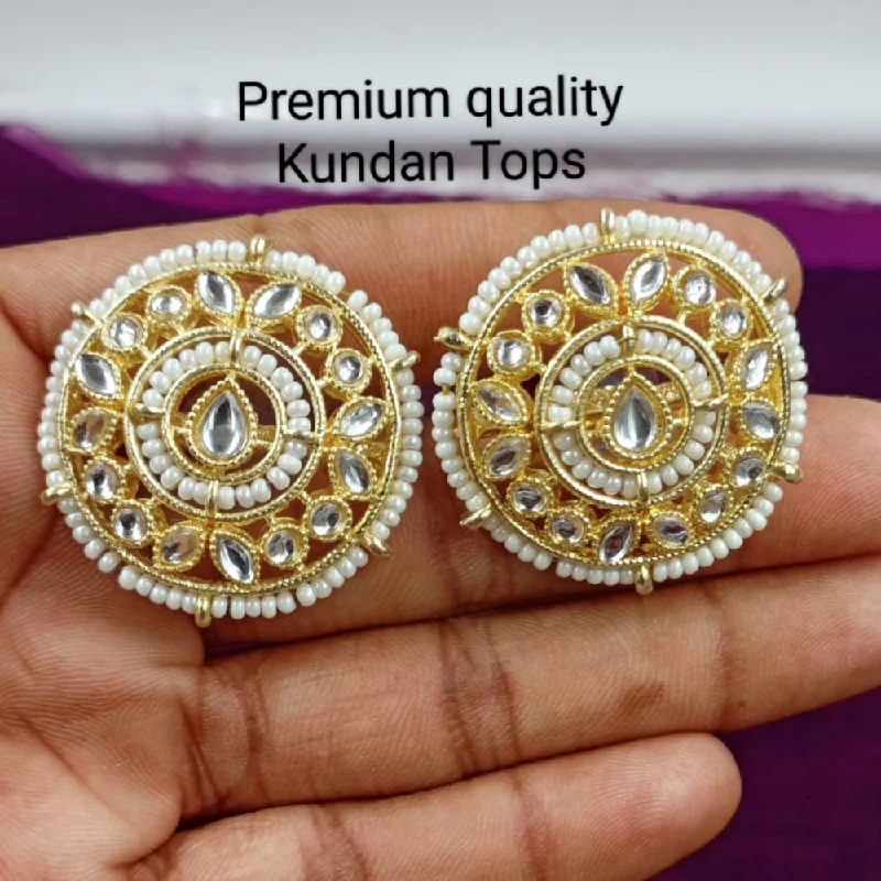 matching earrings for women-Manisha Jewellery Gold Plated Kundan Stone Stud Earrings