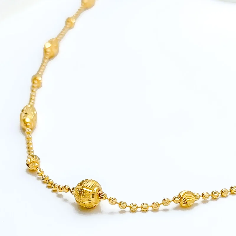 gemstone necklaces for women-Elegant Sand Finished 22k Gold Dotted Long Necklace - 24"