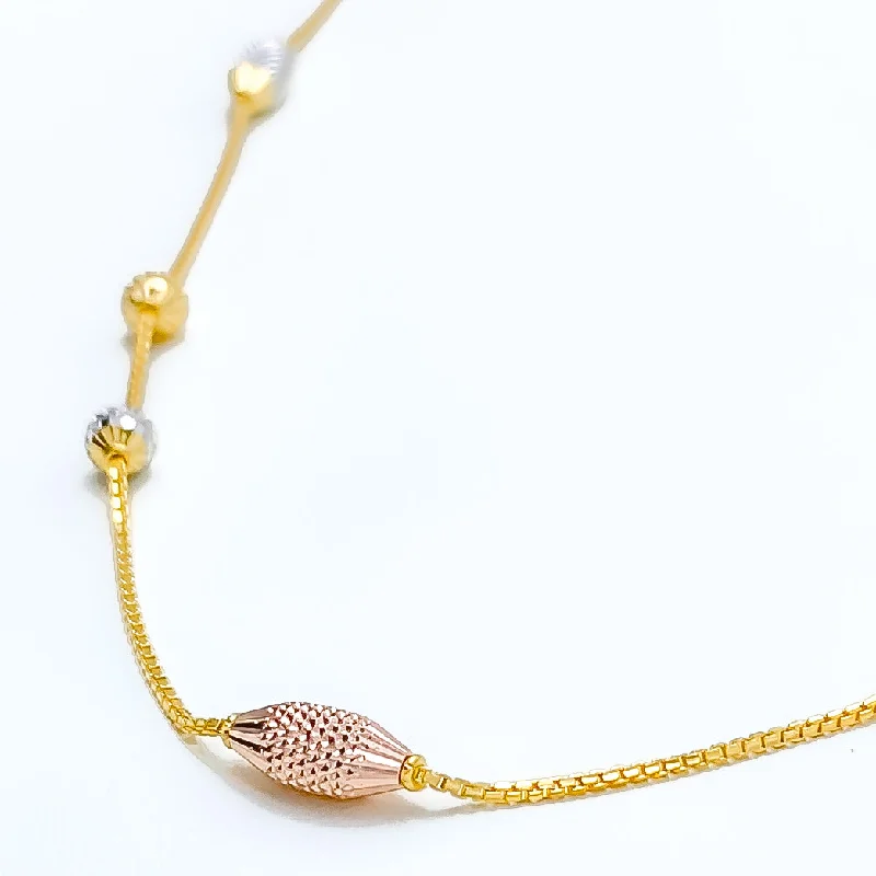 elegant wedding necklaces for women-Glimmering Elongated Orb 22k Gold Long Necklace - 26"