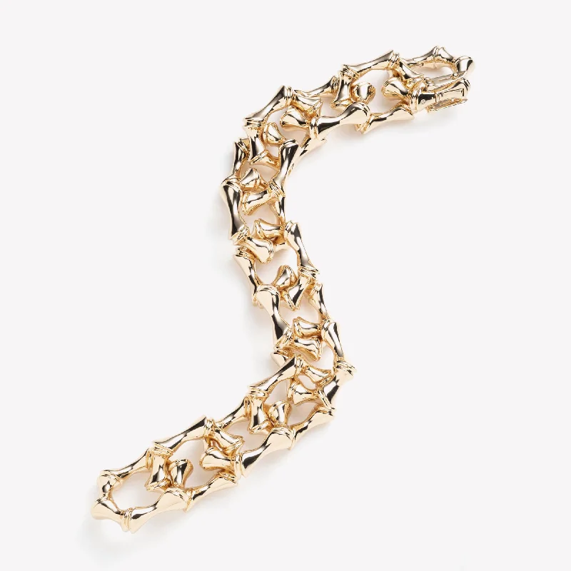 fashion gold bracelets for women-LARGE BAMBÙ LINK BRACELET