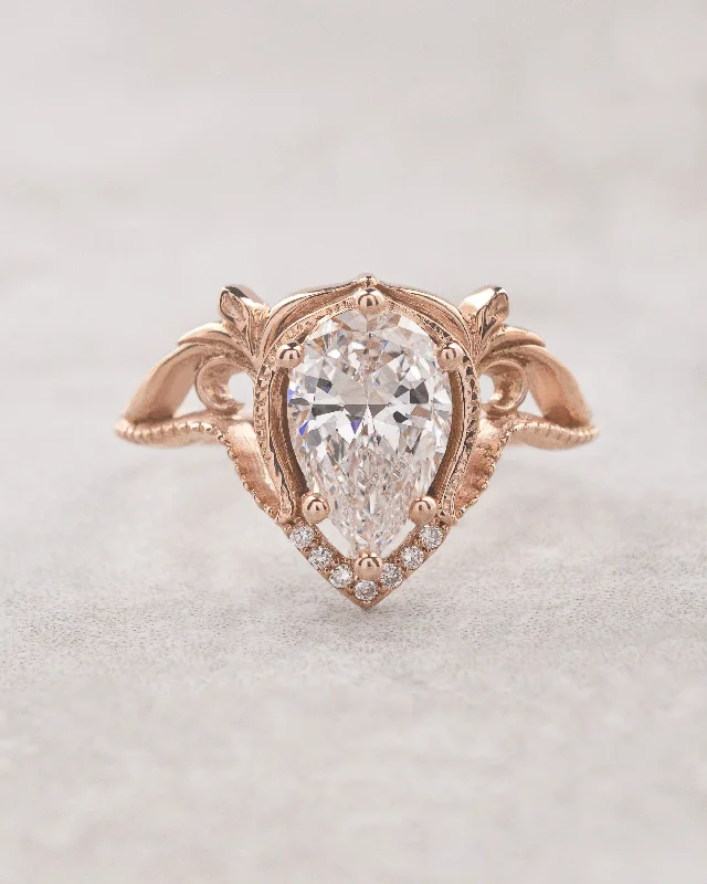 2 carat lab grown diamond engagement ring, statement rose gold ring with diamonds  / Lida