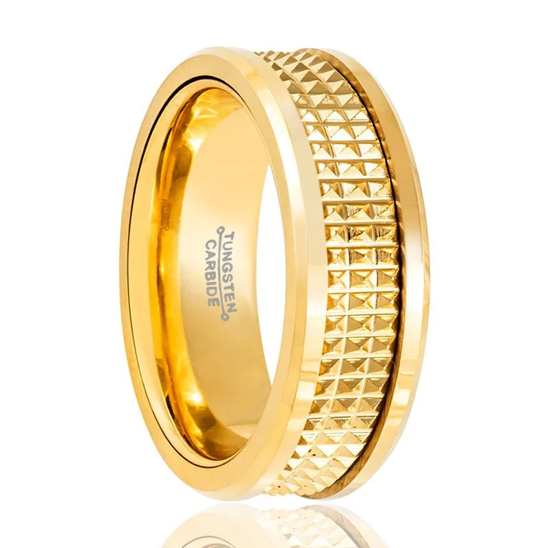 luxurious diamond engagement rings for women-CAESAR | Tungsten Ring Yellow Gold with Jagged Center