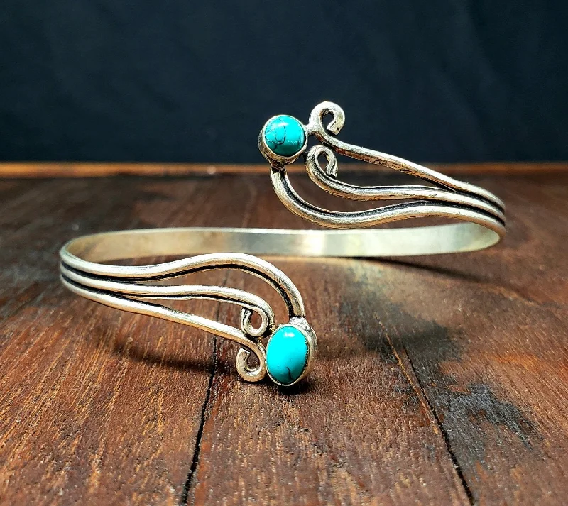 gold bangles for women-Turquoise Cloud Arm Cuff