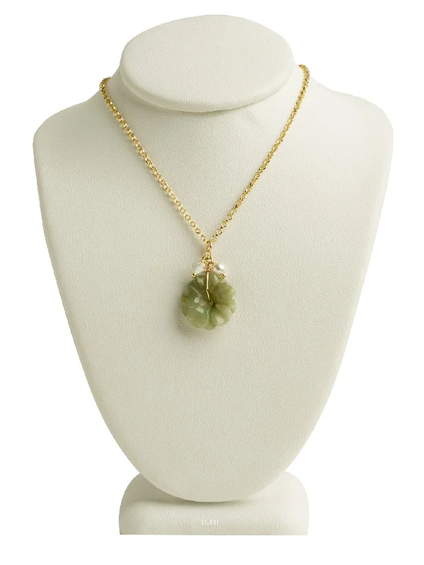 charm necklaces for women-Jade Flower Necklace