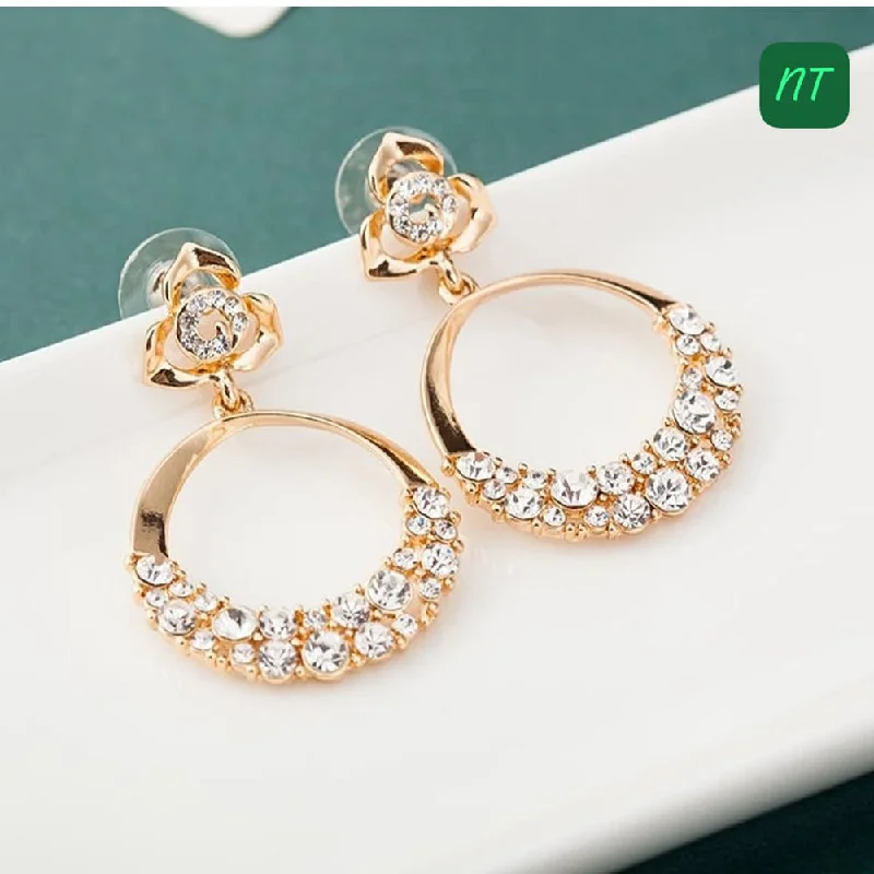 statement gemstone earrings for women-Lucentarts Jewellery Gold Plated Dangler Earrings