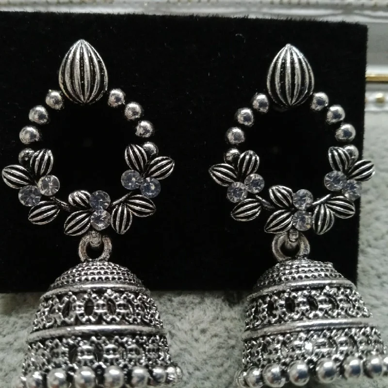 gemstone earrings for women-Tahura Oxidised Plated Jhumki Earrings