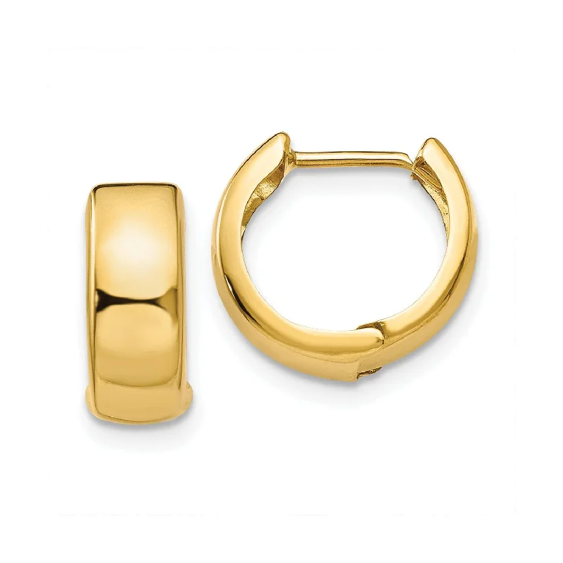 pearl earrings for women-14k Real Yellow Gold Hinged Huggie Hoop Earrings, 12mm Diameter