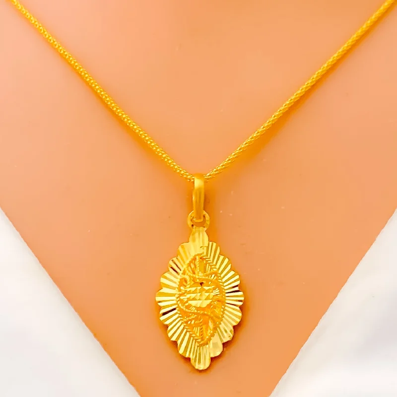 diamond pendant necklaces for women-Brilliant Bright 22k Gold Marquise Necklace