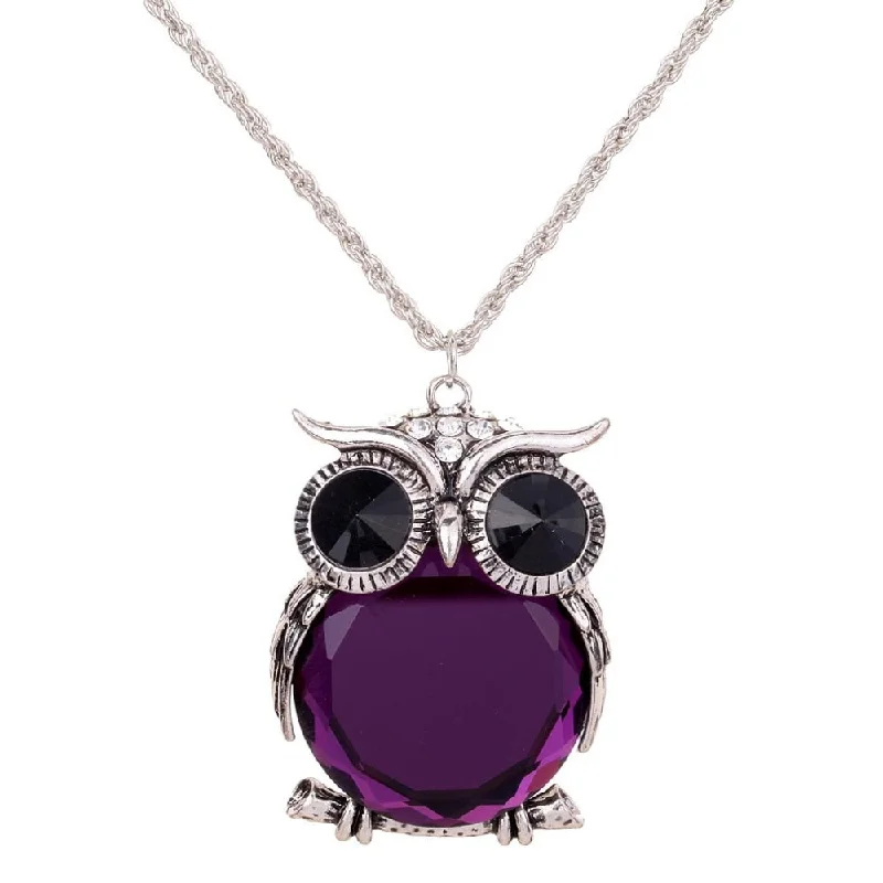 elegant gold necklaces for women-Cute Natural Purple Stone Cute Animal Pendant Necklace Jewelry - Vintage Long Chain