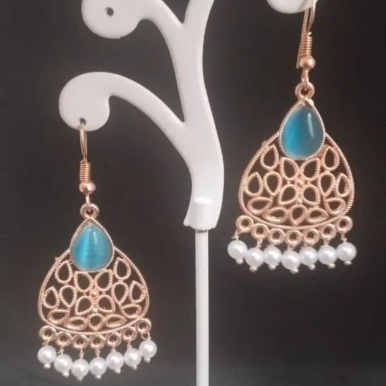 exclusive earrings for women-Tahura Rose Gold Plated Dangler Earrings