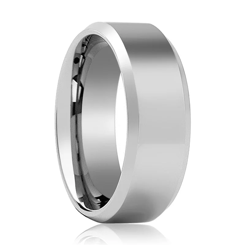 designer vintage engagement rings for women-COOPER | Tungsten Ring Polished finish