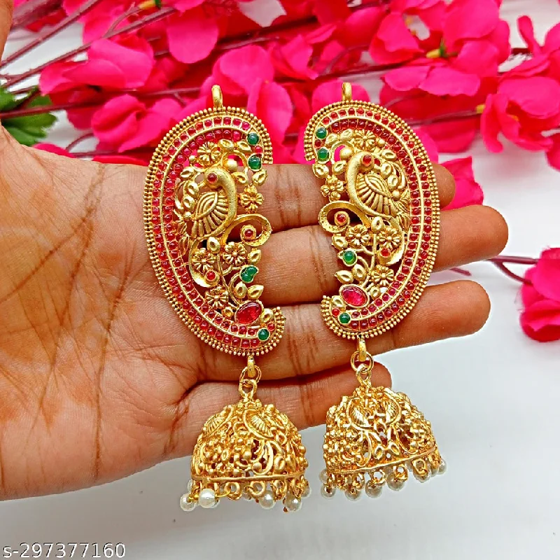 fashion earrings for women-Shree Jai Sai Art Gold Plated Ear Cup Earrings