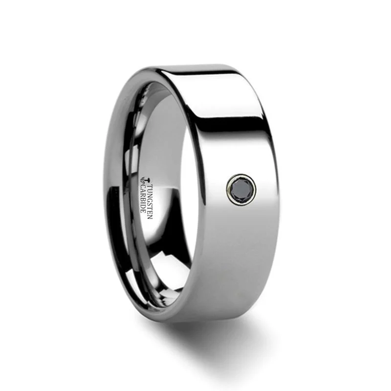 classic halo engagement rings for women-KNOXVILLE | Tungsten Ring Black Diamond