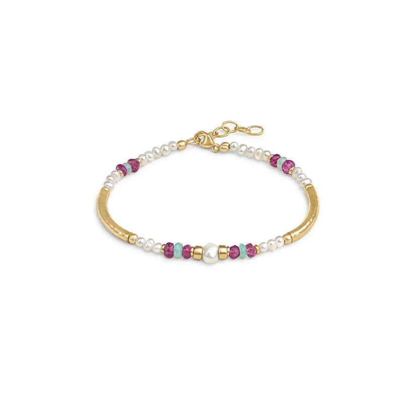 rose gold bangles for women-Pearl And Bead Bracelet