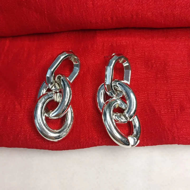 unique earrings for women-Lucentarts Jewellery Silver Plated Dangler Earrings