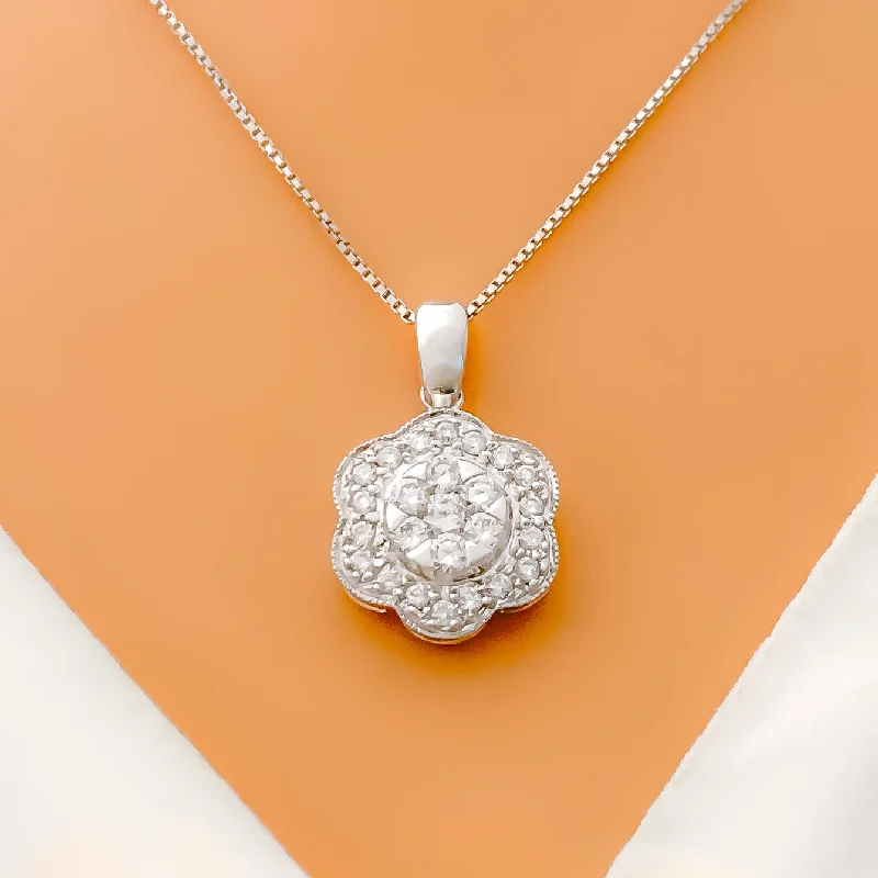 rose gold necklaces for women-Graceful Diamond Primrose 18k Gold Necklace