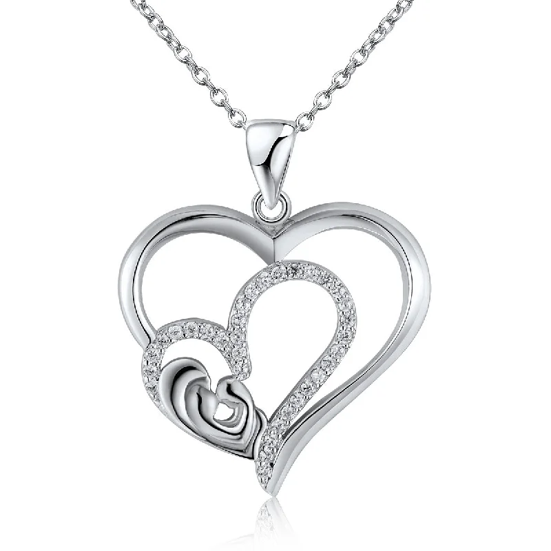 crystal necklaces for women-925 sterling silver necklace girls clavicle chain simple dual heart diamond