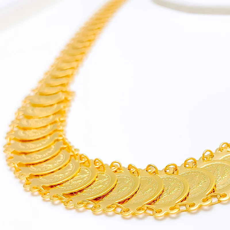 thick chain necklaces for women-Exclusive Graduating Coin 22k Gold Necklace