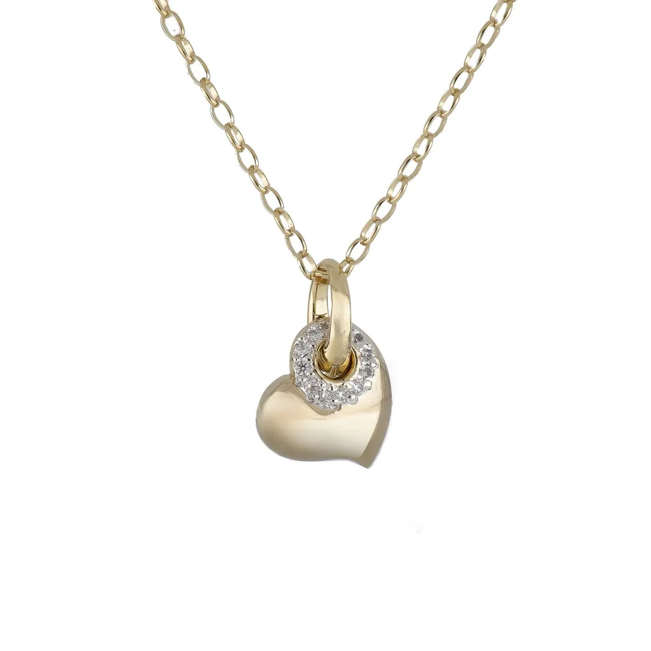 stackable necklaces for women-Puffed Heart Pendant W/ Pavé Necklace - Gold